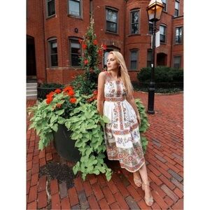 Shoshanna Granita Midi Dress 10 Almma Sleeveless Camilla Tile Print Pleated